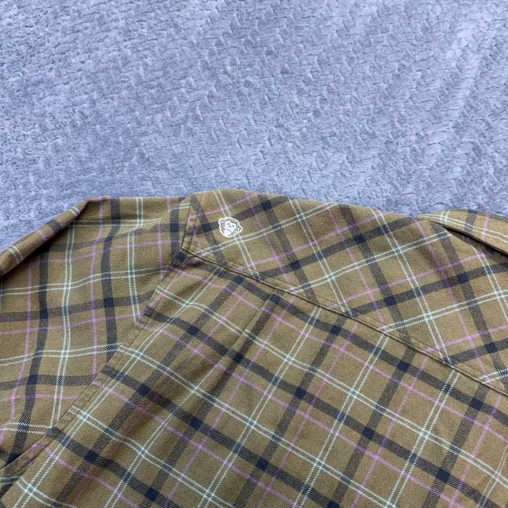Howler Brothers Shirt Mens Large Flannel Plaid Green Cotton Blend Western Yoke - Picture 2 of 12